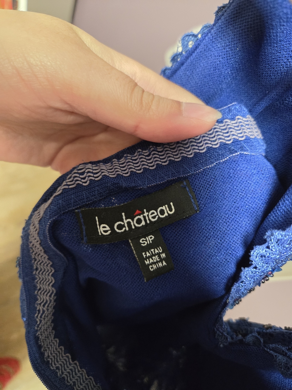 le chateau Cobalt Blue Lace Halter Camisole - Picture 3 of 3